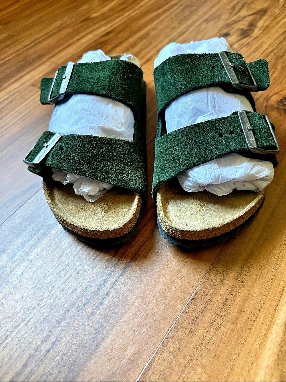 Birkenstock Arizona Suede Leather Sandals Green EU 38